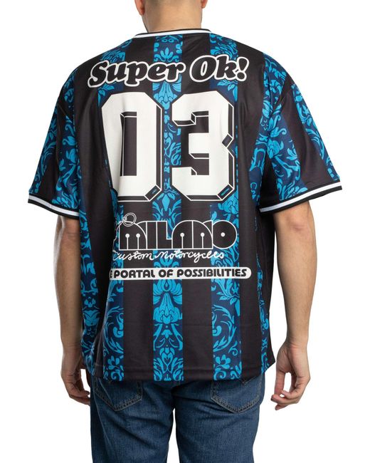 Deus Ex Machina Blue Nouveau Moto Oversized T-shirt for men