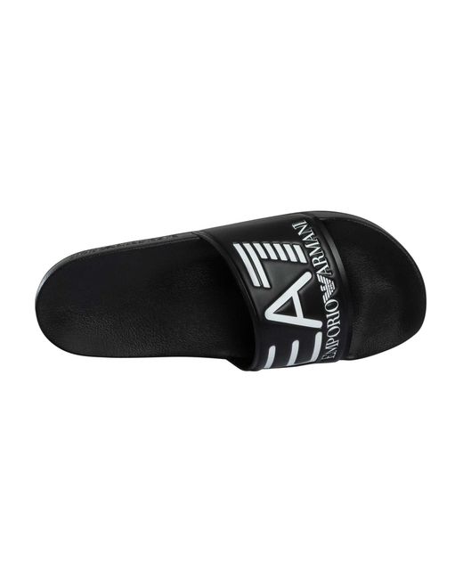 EA7 Black Scarpe Logo Sliders for men