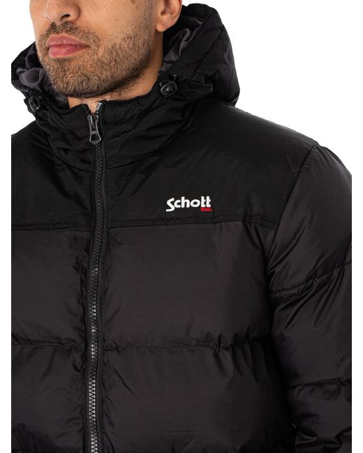 Schott Nyc Utah Puffer Jacket in Black for Men | Lyst