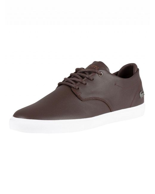 Lacoste Brown/white Esparre Bl 1 Cma Leather Trainers for men