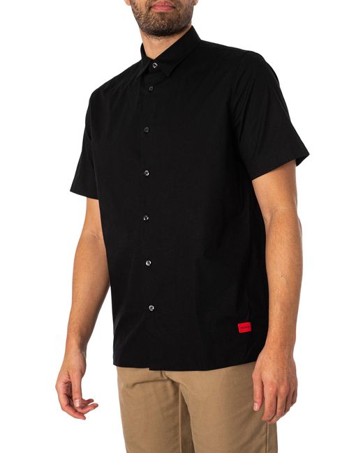 HUGO Black Ebor Straight Short Sleeved Shirt for men