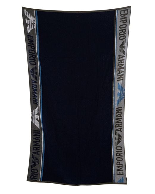Emporio Armani Blue Logo Stripe Towel for men