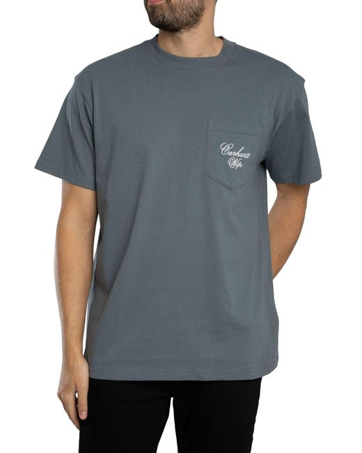 Carhartt Gray Longhand Pocket T-shirt for men