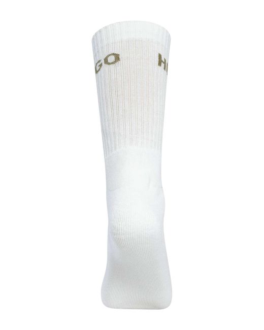 HUGO White 6 Pack Logo Quarter Socks for men
