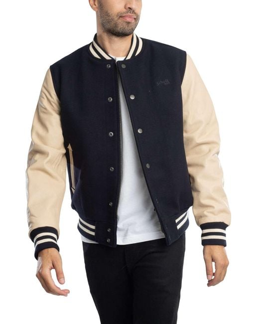 Schott Nyc Blue Varsity Jacket for men