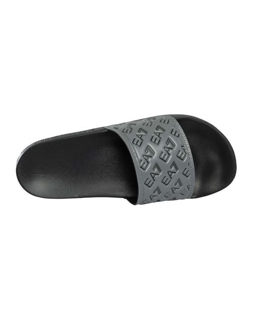 EA7 Black Logo Pattern Sliders for men