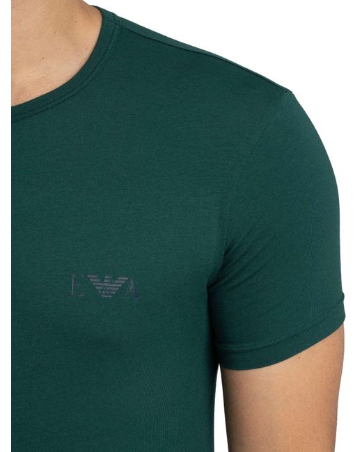 Emporio Armani Green 2 Pack Lounge Crew Neck Fitted T-shirt for men