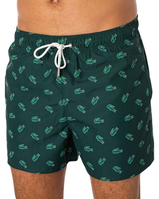 Lacoste Green Croc Pattern Swim Shorts for men