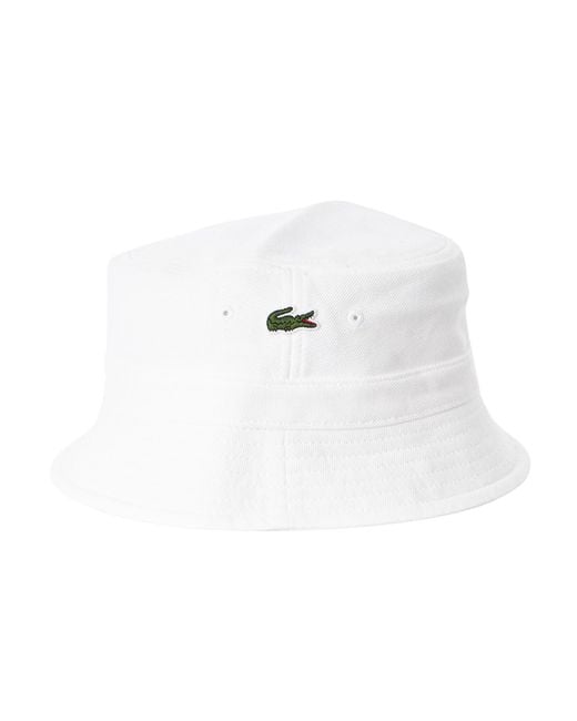 Lacoste White Logo Bucket Hat for men