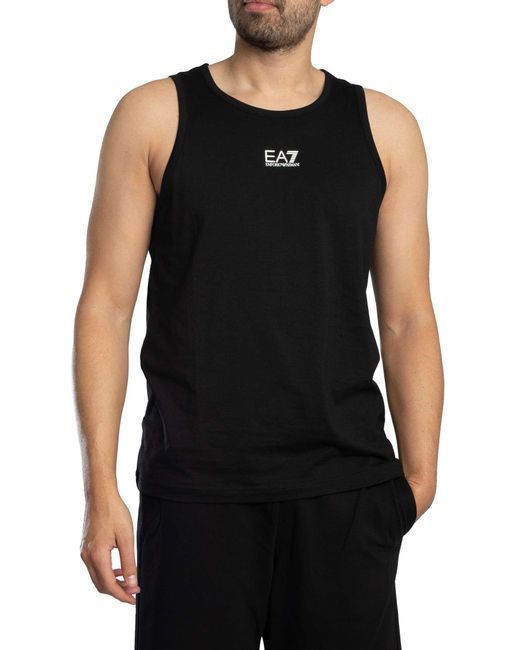 EA7 Black Logo Slim Vest for men