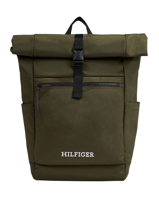 Tommy Hilfiger Green Monotype Roll-top Backpack for men