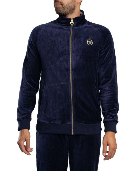 Sergio Tacchini Blue Court Velour Track Jacket for men