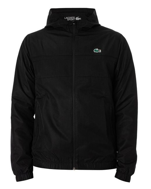 Lacoste Black Recycled Fiber Zipped Hooded Jacket for men