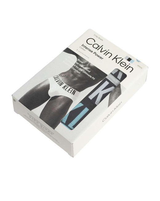 Calvin Klein White 3 Pack Intense Power Hip Briefs for men