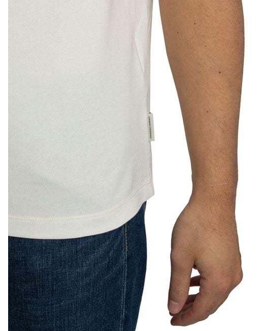 ARMANI EXCHANGE White Slim Fit Stripe Collar Polo Shirt for men