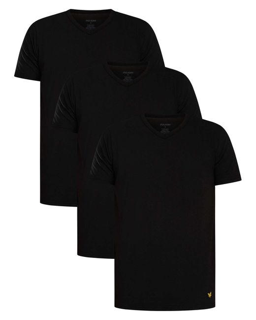 Lyle & Scott Black 3 Pack Basic Lounge V Neck T-shirt for men