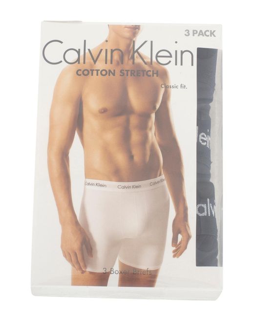 Calvin Klein Black 3 Pack Cotton Stretch Boxer Briefs for men