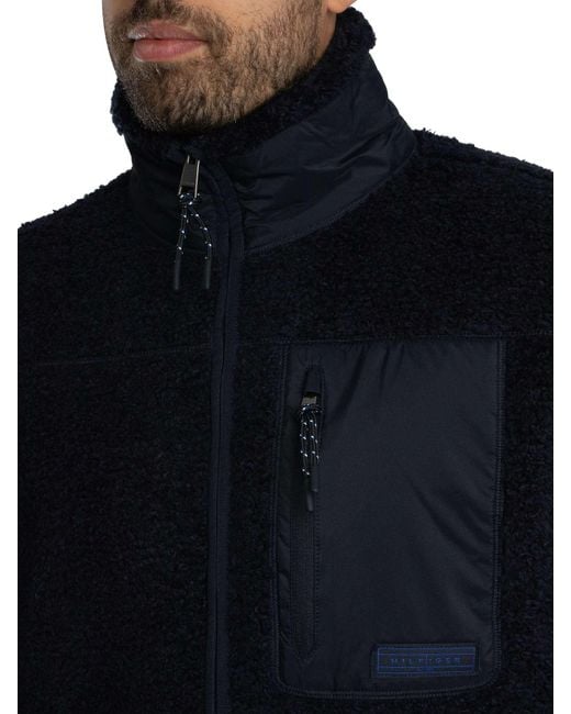 Tommy Hilfiger Blue Teddy Fleece Zip Through Jacket for men