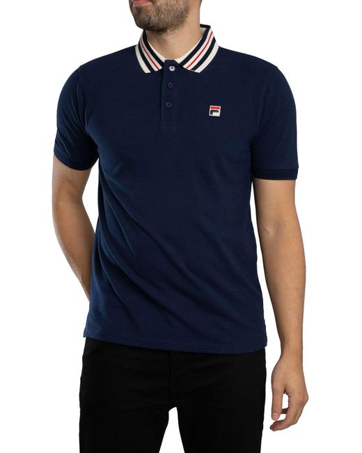 Fila Blue Achille Heritage Tape Basic Polo Shirt for men