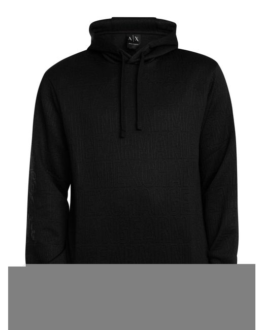 ARMANI EXCHANGE Black Brand Pattern Pullover Hoodie for men