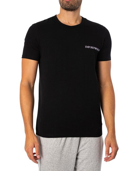 Emporio Armani Black 2 Pack Lounge Crew T-shirts for men