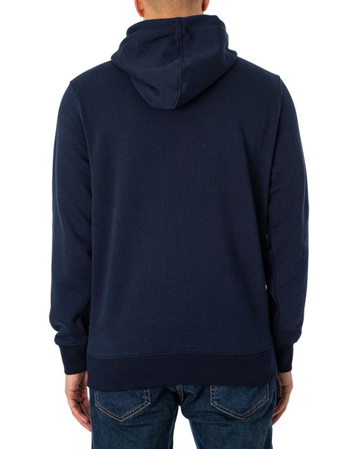Timberland Blue Linear Logo Pullover Hoodie for men