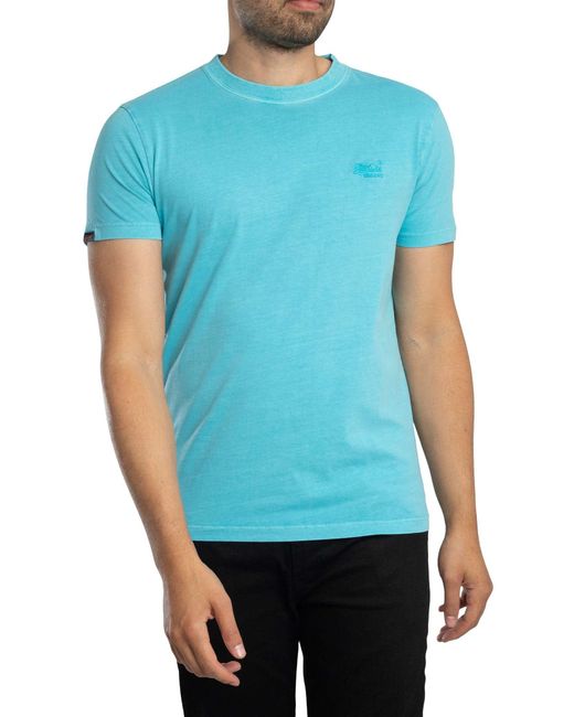 Superdry Blue Essential Logo Emb Neon T-shirt for men