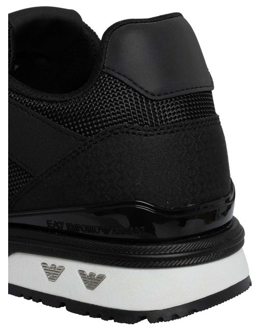 EA7 Black Mesh Logo Trainers for men