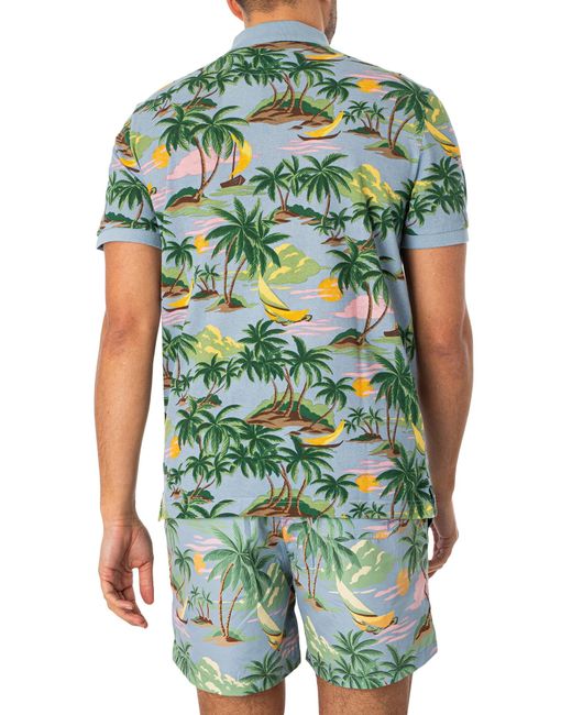 Gant Green Hawaii Print Polo Shirt for men