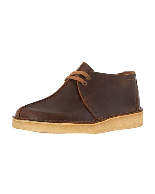 Clarks Brown Desert Trek Leather Shoes for men