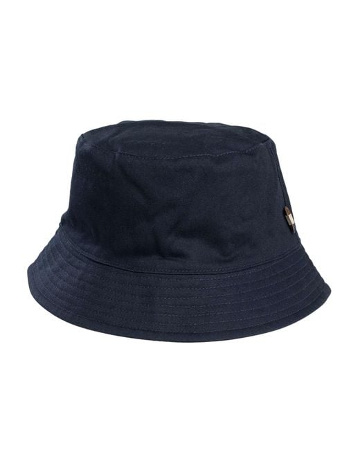 Aquascutum Blue Reversible Cotton Bucket Hat for men