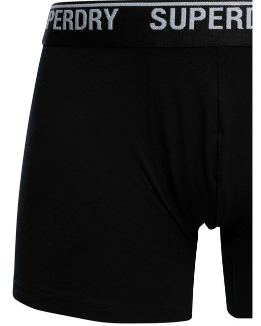 Superdry Black 3 Pack Organic Cotton Boxer Briefs for men
