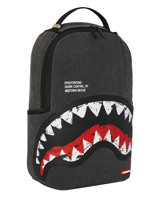 Sprayground Black 20l Shark Central Painted Backpack for men
