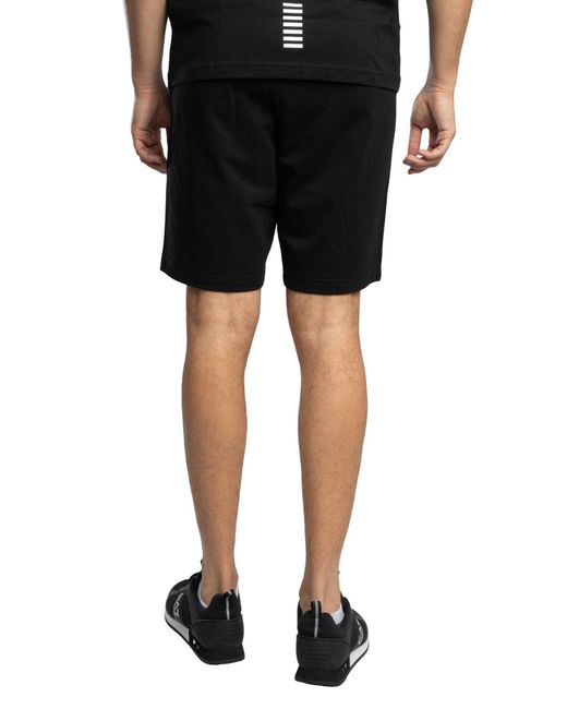 EA7 Black Leg Logo Sweat Shorts for men