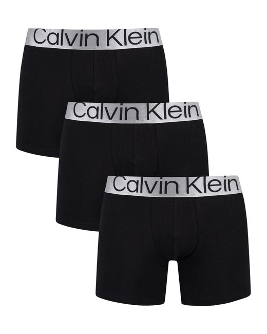 Calvin Klein Black 3 Pack Reconsidered Steel Boxer Briefs for men