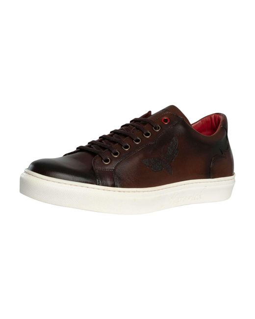 Jeffery West Brown Bug Leather Trainers for men