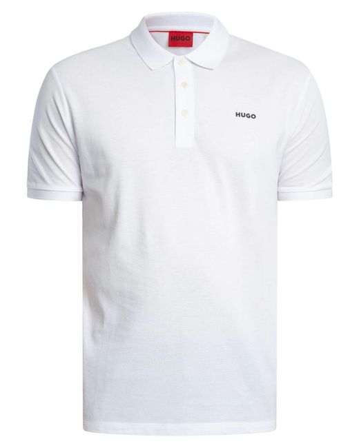HUGO White Donos222 Polo Shirt for men