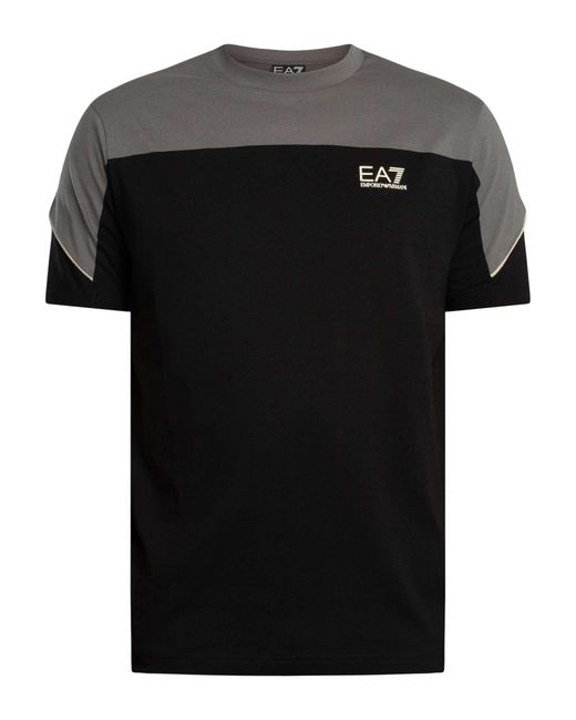 EA7 Black Regular Chest Logo T-shirt for men