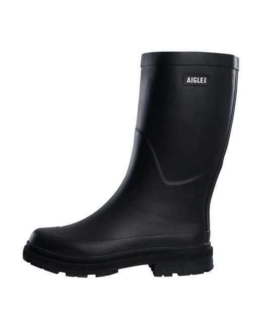 Aigle Black Mid Rain Wellington Boots for men