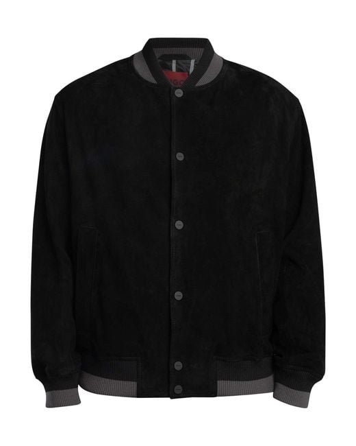 HUGO Black Ledam Suede Bomber Jacket for men
