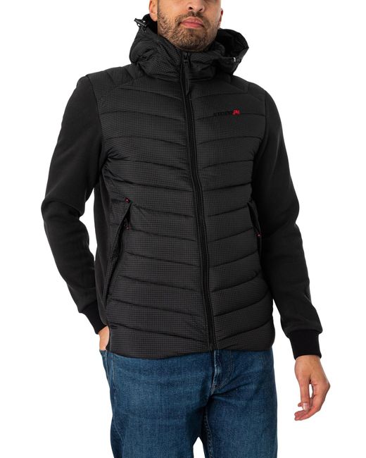 Superdry Hooded Storm Hybrid Padded Jacket in Black for Men