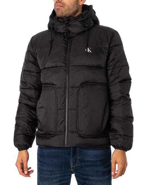 Calvin Klein Trim Padded Jacket in Black for Men | Lyst UK