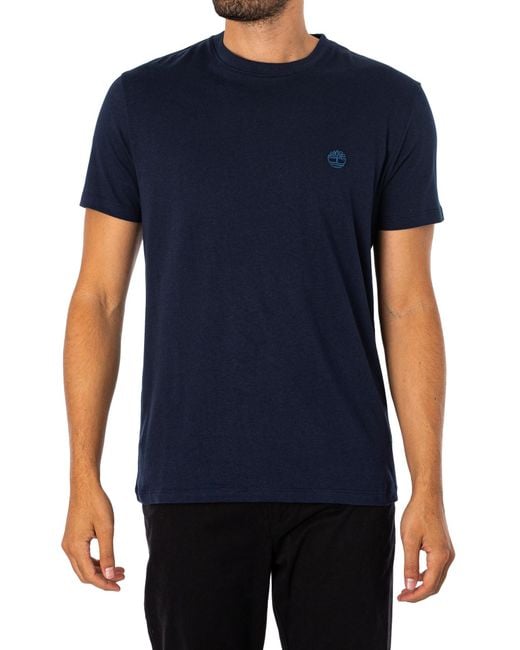 Timberland Blue Slim Fit Embroidered Logo T-shirt for men