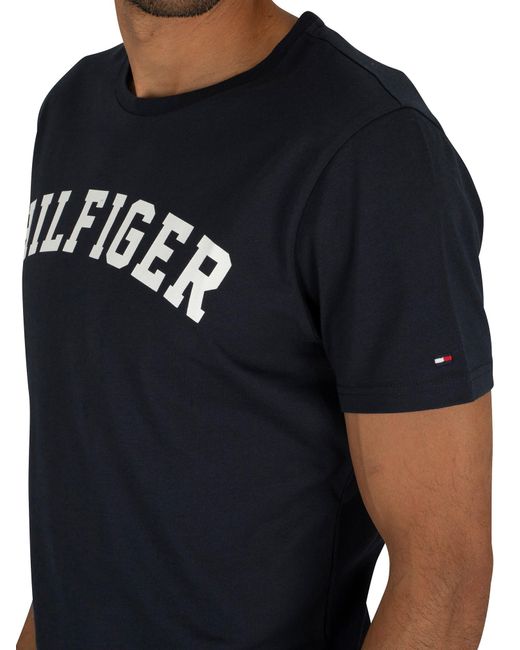 Tommy Hilfiger Arched Logo T-shirt in Blue for Men | Lyst