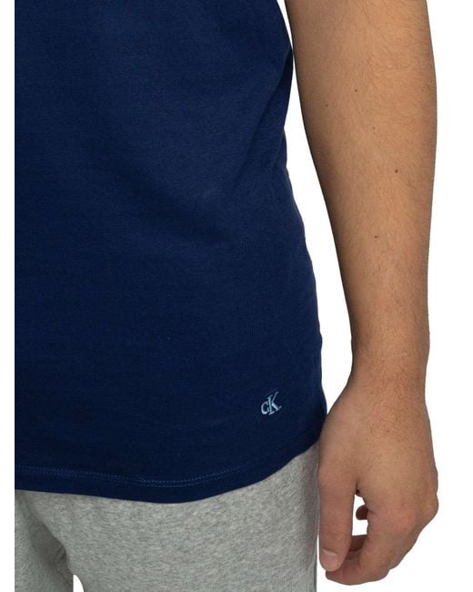 Calvin Klein Blue 3 Pack Classic Lounge T-shirt for men