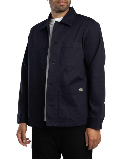 Lacoste Blue Cotton Overshirt Jacket for men