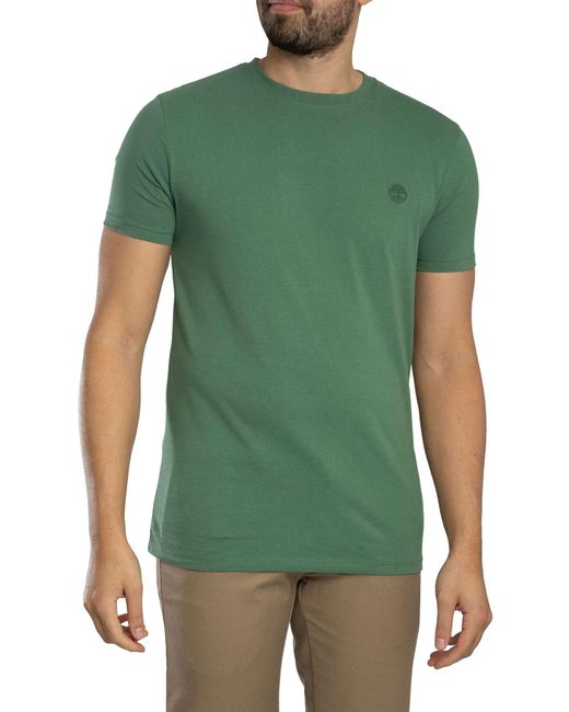 Timberland Green Slim Fit Embroidered Logo T-shirt for men