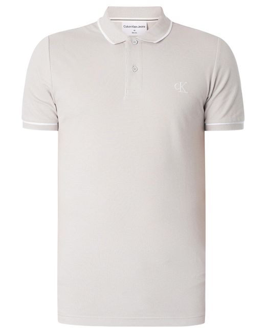 Calvin Klein White Tipping Slim Polo Shirt for men