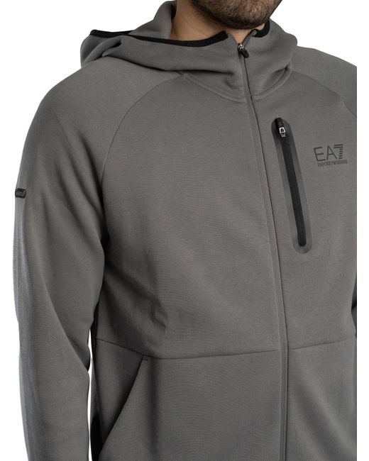 EA7 Gray Dynamic Athlete Zip Hoodie for men