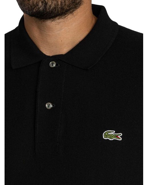 Lacoste Black Knitted Logo Polo Shirt for men